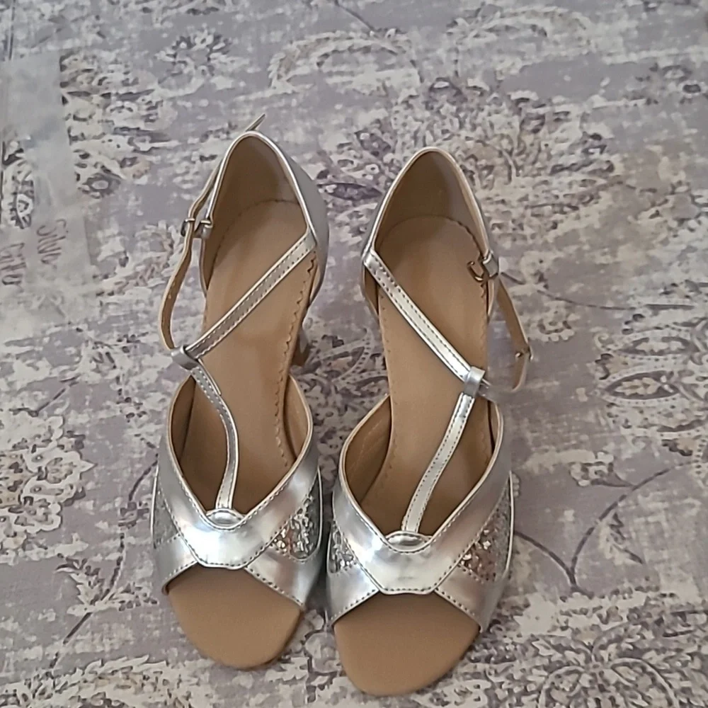 Silver Strappy Women's Evening Heels